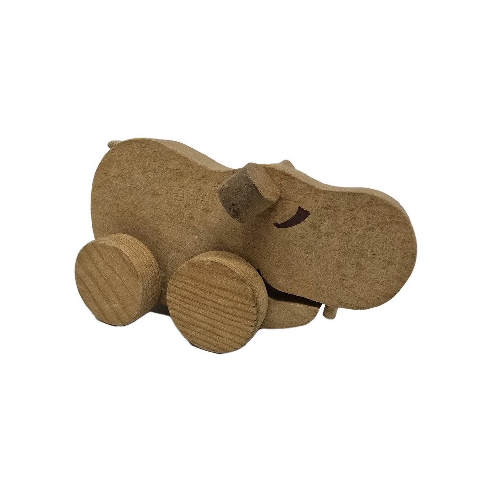 Vintage Wooden Hippopotamus Wheels Sunflower‎ Workshop